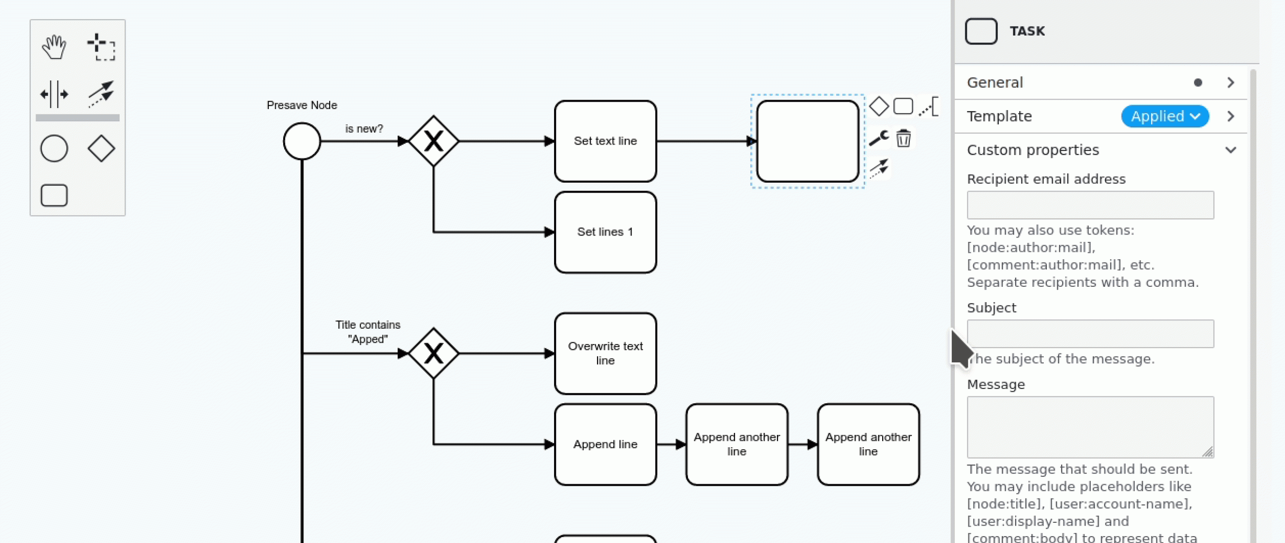 Animated ECA model in BPMN.io